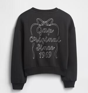 NEW GAP Kids Oversized Cropped Sweatshirt SZ 10 Bow Black White